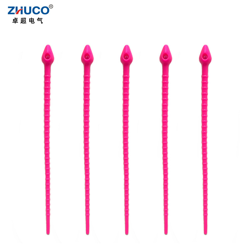 

ZHUCO 5pcs 18cm Food Grade Cable Management Headset Data Line Reusable Silicone Wire Zip Tie Multi-use Food Bag Clip Bundle Tool