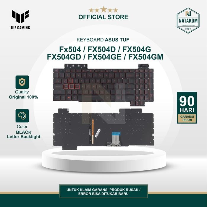 KEYBOARD ASUS TUF Fx504 FX504D FX504G FX504GD FX504GE FX504GM RED BACKLIGHT ORIGINAL .