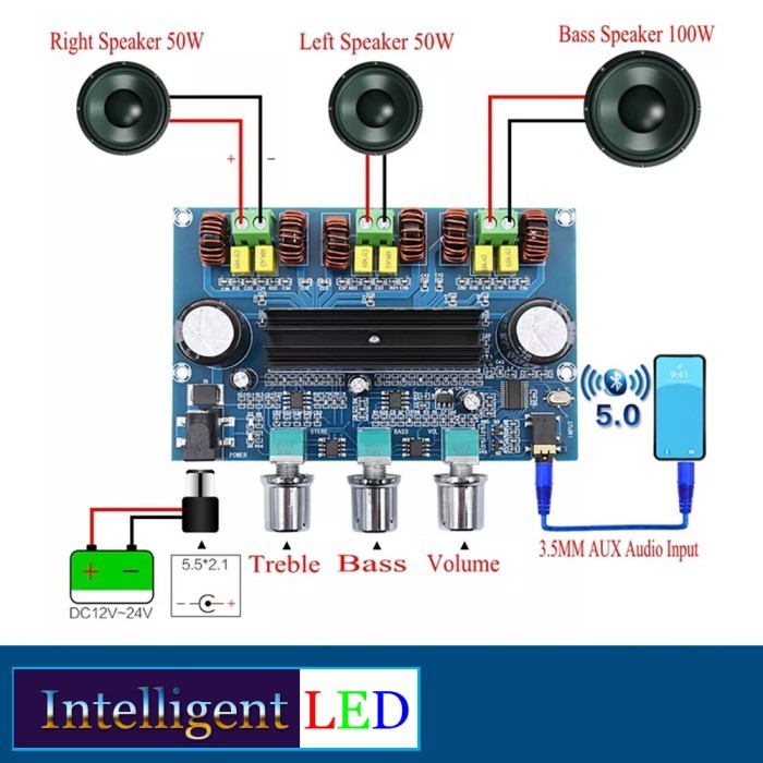 XH-A305 Bluetooth 5.0 Power Amplifier TPA3116D2 50Wx2+100W 2.1