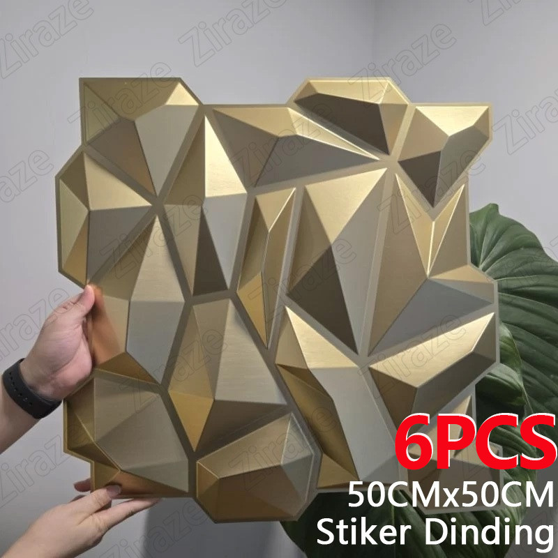 6PCS - 50x50CM Tahan Api Tahan Lembab Wall Panel 3D Papan Dekoratif Dinding Latar Belakang PVC Ramah