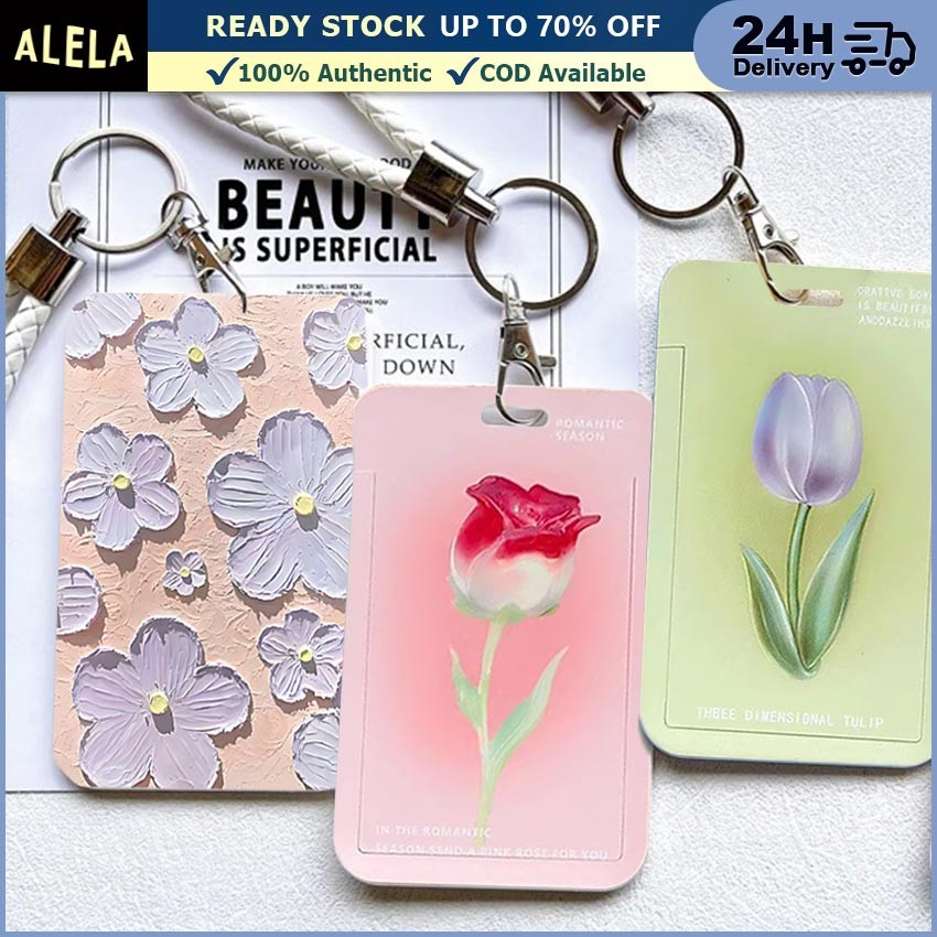 

Flower ID Card Holder Sarung Kartu Motif Bunga Gaya Korea Gantungan Kunci Photocard Photo Card Name Tag Gantungan Kartu