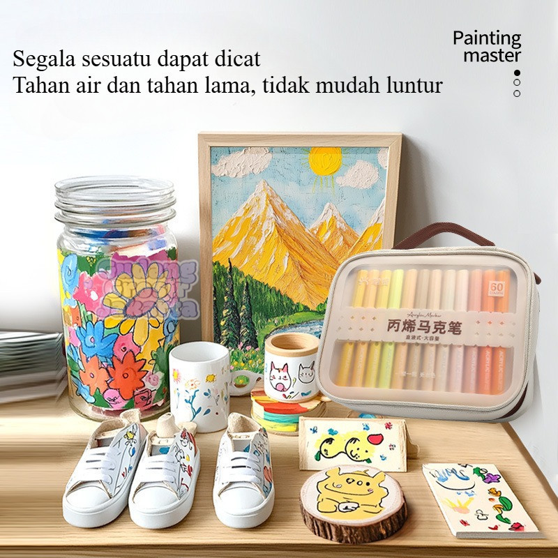 

Grasp Set Spidol Akrilik 12/24/36/48/60/80 Colors Akrilik Marker Set Hightune Acrylic Marker