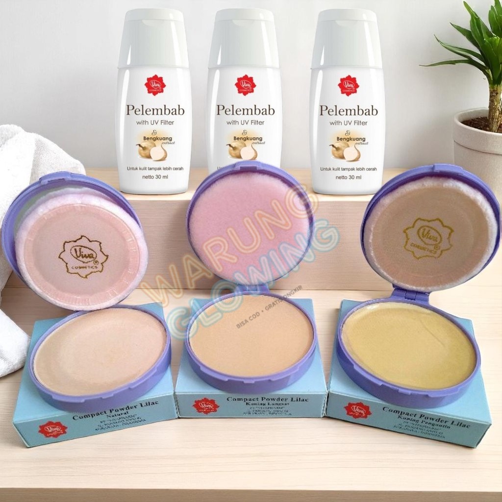 PAKET 2IN1 Viva Compact Powder Lilac Natural + Pelembab BPOM