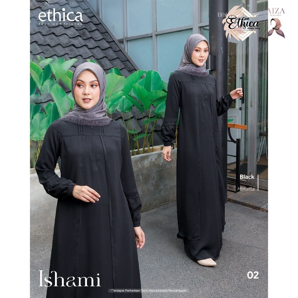 Gamis Kekinian Ishami 02 Dress Polos By Ethica Original Branded