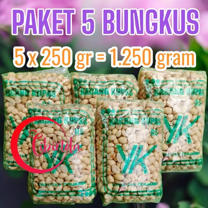 

5 Bungkus Kacang Kupas Asli Tuban 250g x 5 Bungkus Kacang Kupas Mentah - Snacks Makanan Ringan - Food Snacks Cemilan Kering - 5 bungkusx250gram