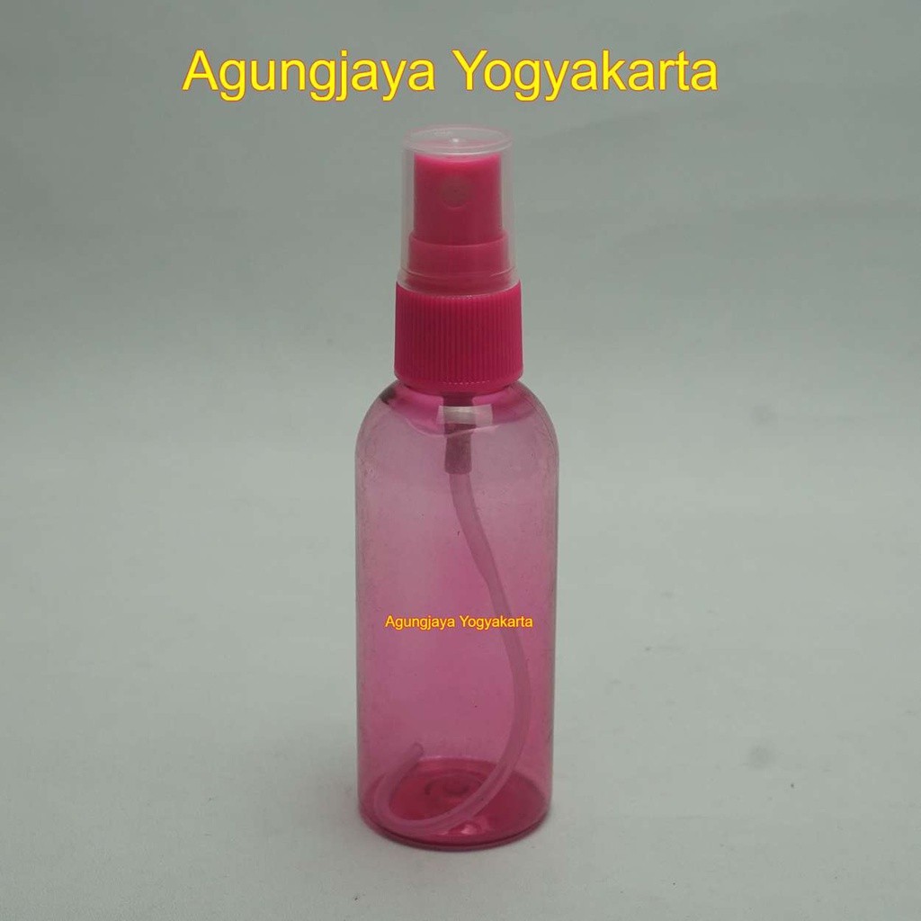 Botol 60 ml Pink Transparan Tutup Spray / Botol Pink Spray / Botol kosmetik / Botol Serum