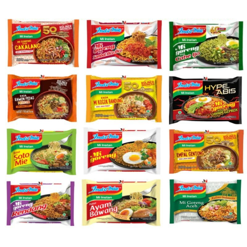

INDOMIE ALL VARIAN / INDOMIE GORENG / INDOMIE KUAH / INDOMIE SOTO / INDOMIE AYAM SPECIAL / INDOMIE RENDANG / INDOMIE GEPREK / INDOMIE GORENG JUMBO (1 bks)