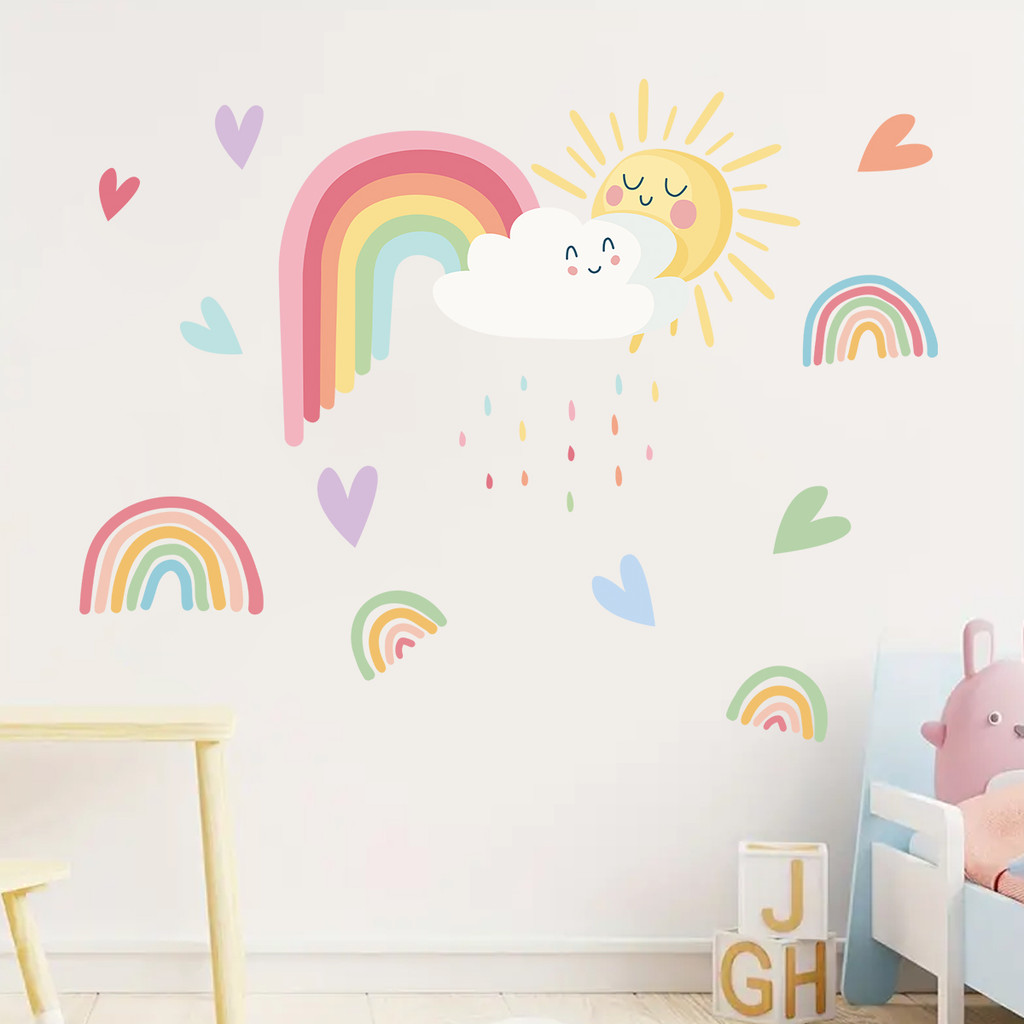 

1pcs Cartoon Colorful Love Rainbow PVC Wall Stickers for Kids Room Decor Bedroom Removable Wall Decals Home Decoration