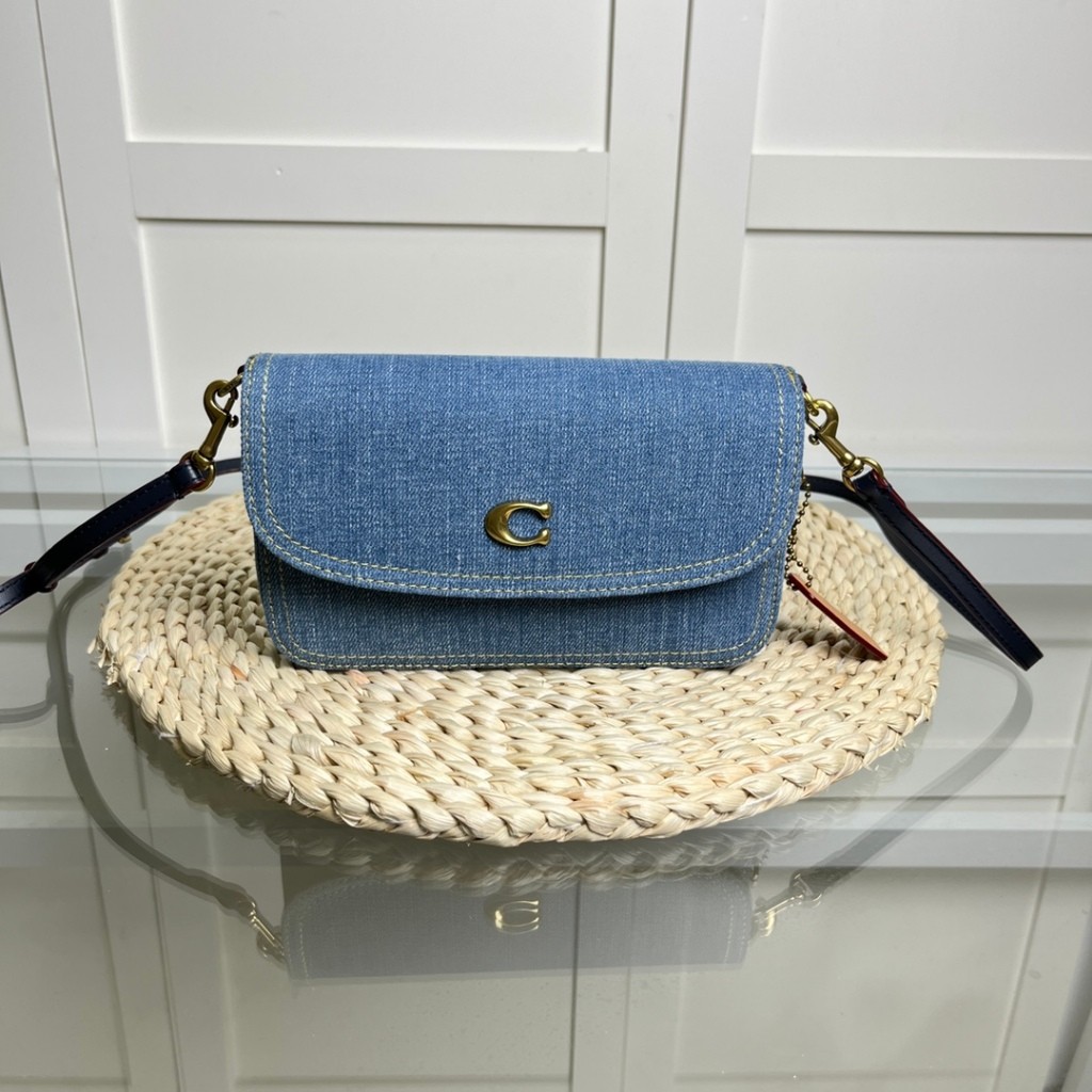 New Counter ORI COACH hayden 20cm denim envelope shoulder crossbody bag, shoulder bag