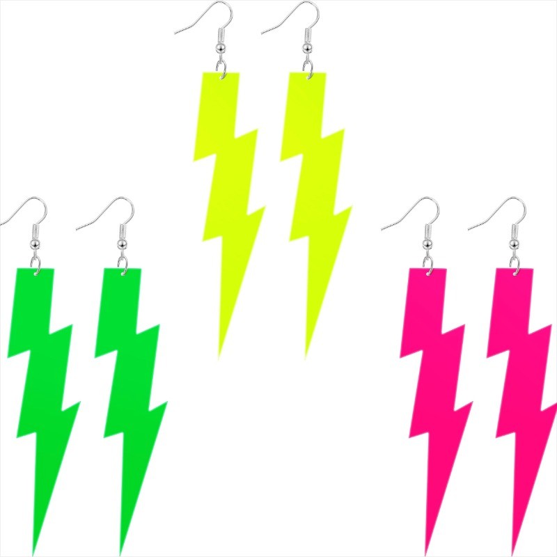1/4 Pairs 80s 90s Neon Earrings for Women Retro Candy Color Pendant Acrylic Drop Dangle for 80's Out