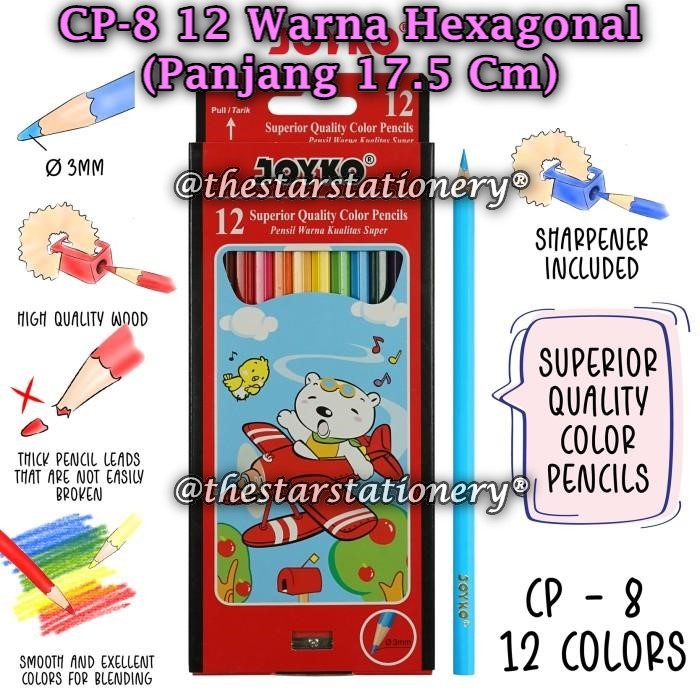 

(1 Set) GROSIR Pensil Warna JOYKO CP-8 12 Color / Color Pencil Pensil Warna Joyko CP-8 12 Warna