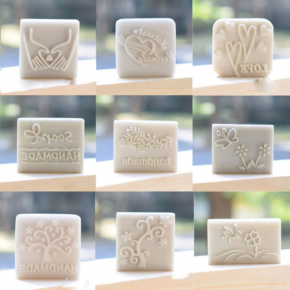 

Soap Stamp Handmade Heat Soap Stamp White Resin Soap Embossing Stamp for Clay Arts Crafts Making Projects Gift