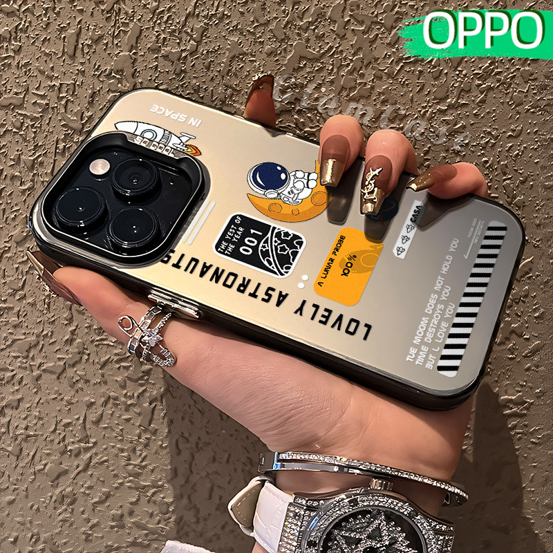 Keren Astronaut Glossy Hologram PC Case OPPO A18 A57 A16 A15 A17 A60 A3x A3s A5s A54 A53 A12 A31 A58