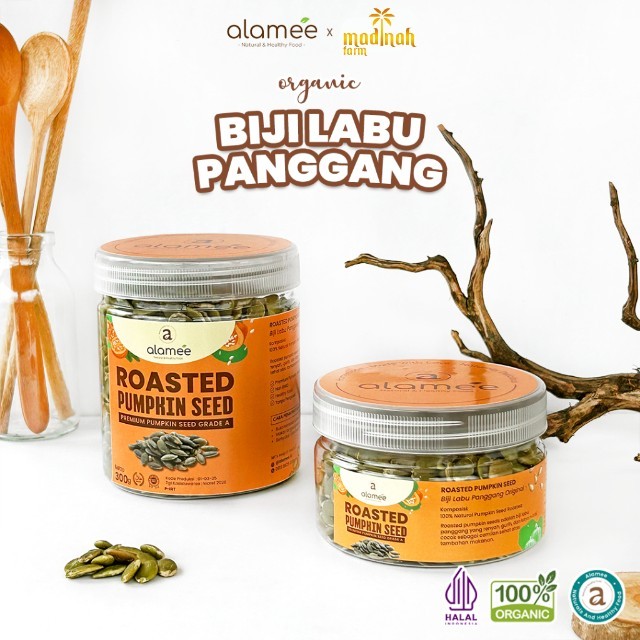 

ALAMEE Roasted Pumpkin Seed Biji Labu Pepita Kupas Panggang Matang Siap Makan Natural 300gr madinah