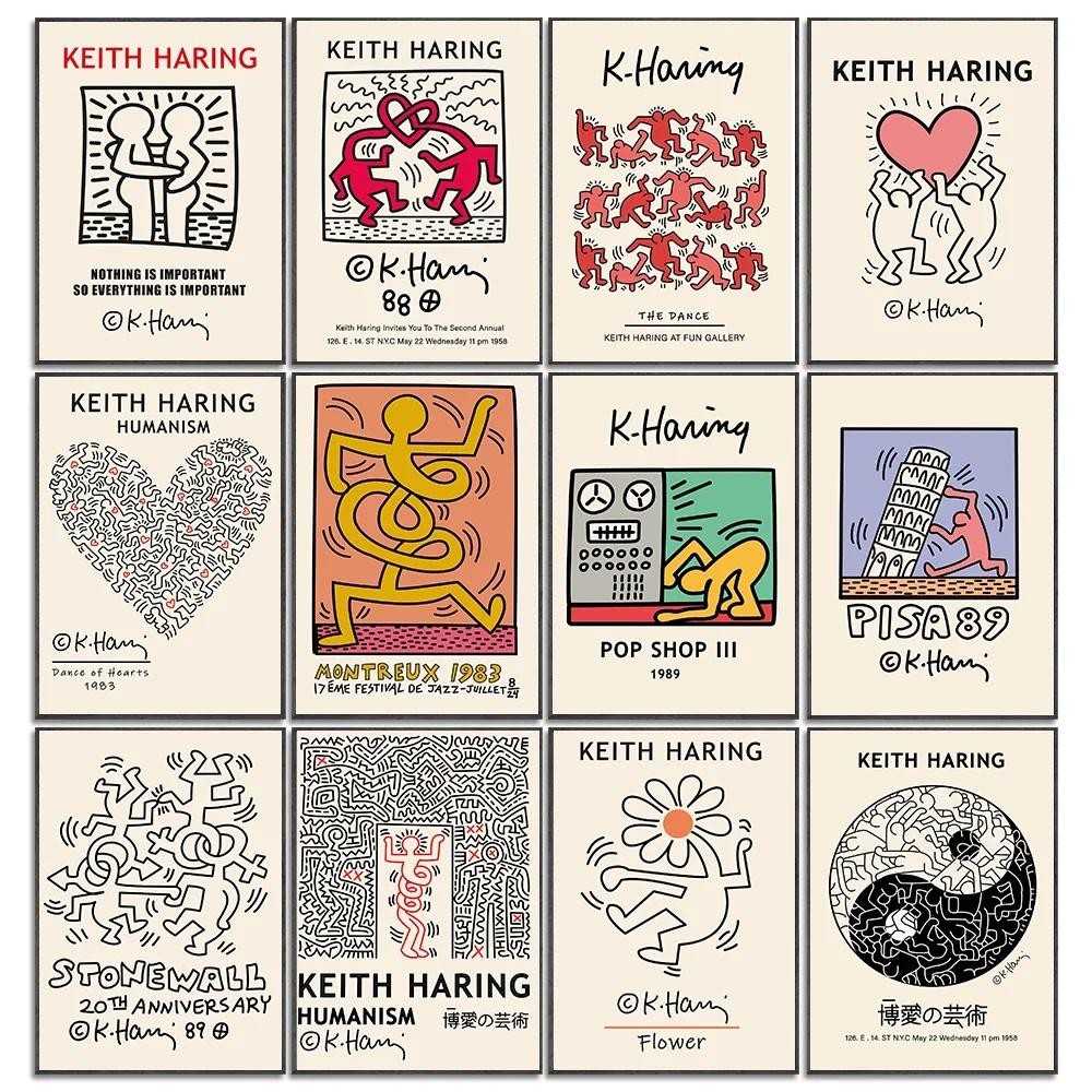 

Modern Abstract Aesthetics Wall Art Retro Pop Stick Figure HD Oil on Canvas Poster Print Home Bedroom Living Room Decor Gift