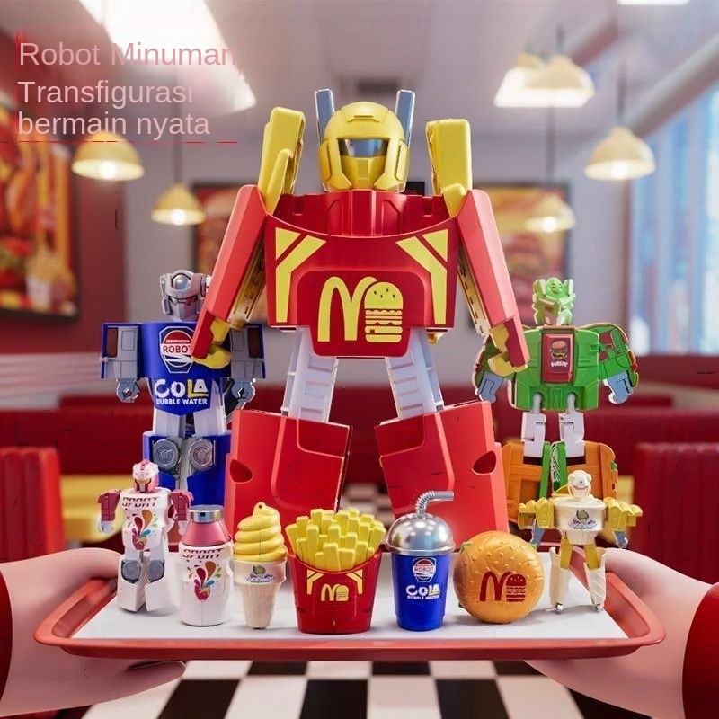 

Guochuang Robot Transformasi Dua Bentuk Burger Kentang Goreng Cola Es Krim Mainan Mecha Hadiah Kotak untuk Anak Laki-laki dan Perempuan
