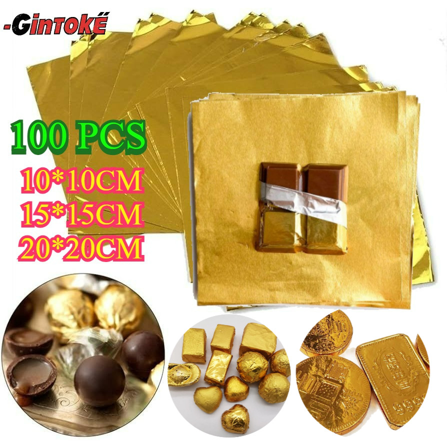 

100 Lembar Foil Coklat Chocolate Foil Pembungkus Coklat Kertas Foil Bungkus Coklat/Kertas Emas Bungkus Coklat Food Grade/Alumunium Gold Bungkus Coklat/Wrap Kertas Emas Bungkus Coklat/Kertas Foil Emas/Lembaran Foil Pembungkus Coklat