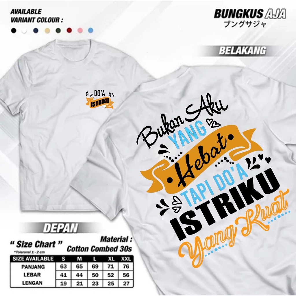 Kaos Kata Kata "DO'A ISTRIKU" / Baju Kaos Kata-Kata Keren Nyindir Viral / T-Shirt Kaos Kata2 Motivas