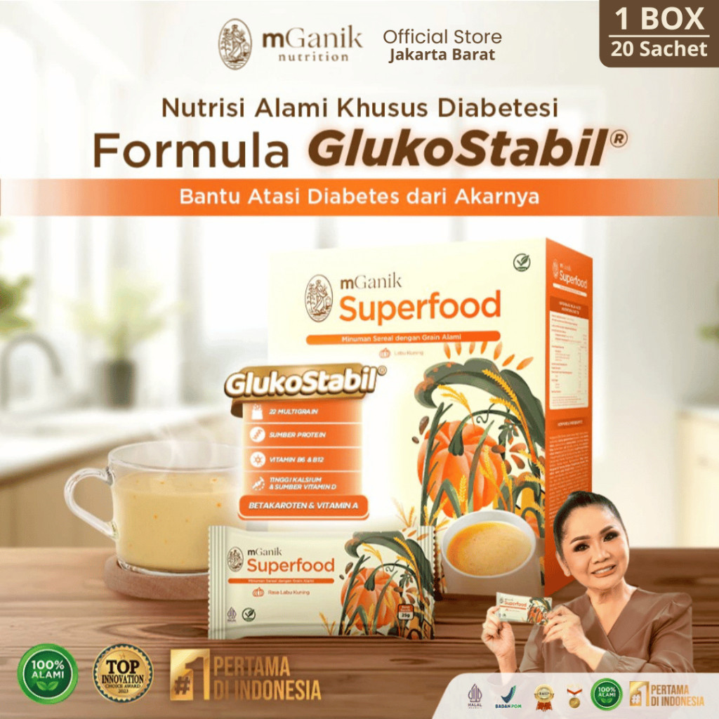 

[FLASH SALE] Mganik Superfood Pumpkin - 20 Sachet 500 gram Minuman Multigrain Herbal Untuk Diabetes