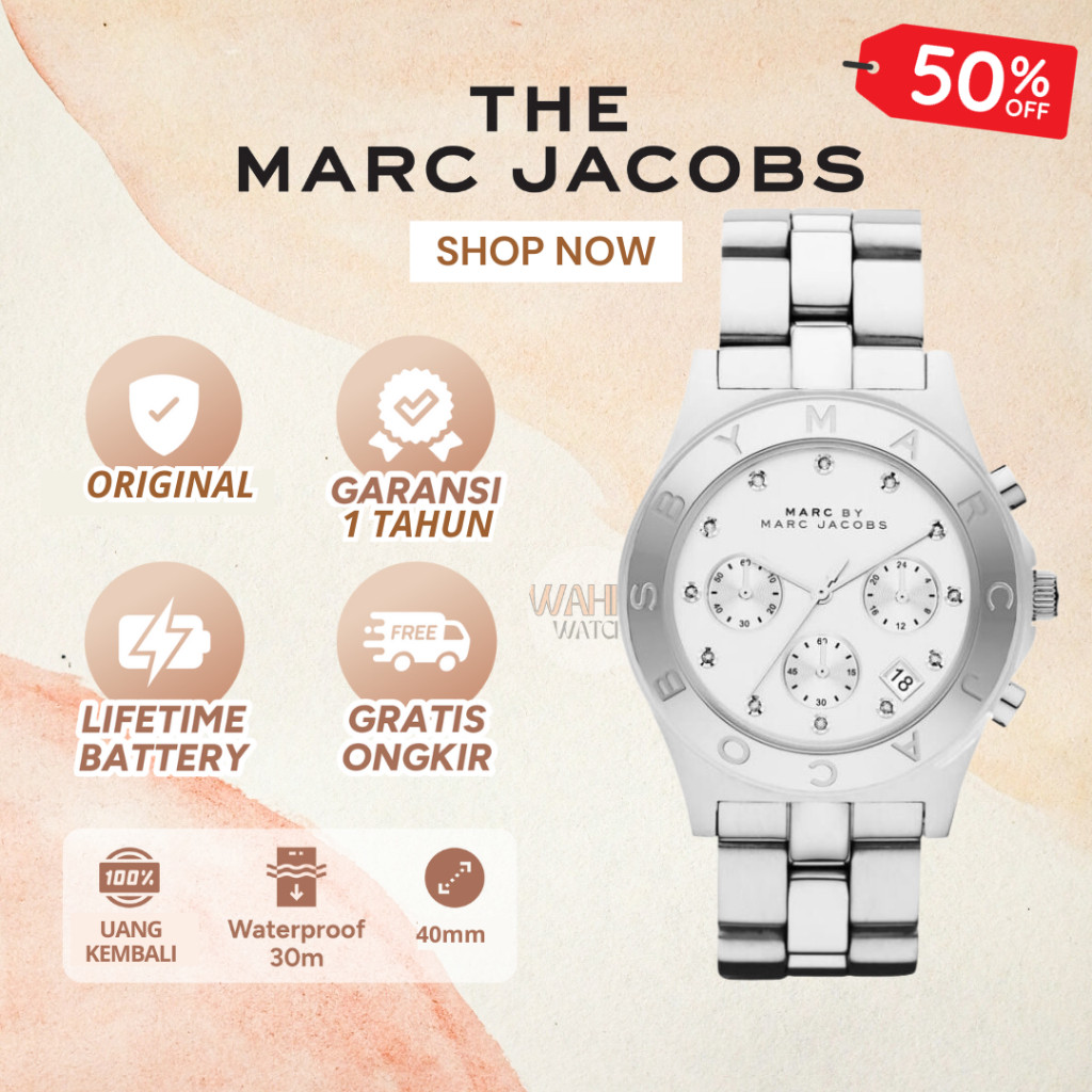 Jam Tangan Marc Jacobs MBM 3100 Silver Blade Watch Original