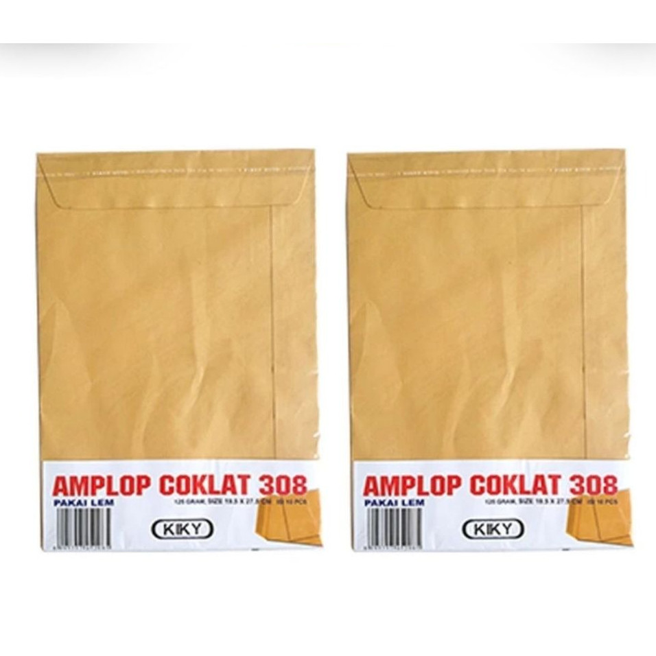 

KIKY Amplop Coklat No. 308 - 125 GRAM Lem - 1 Pack = 10 Lembar