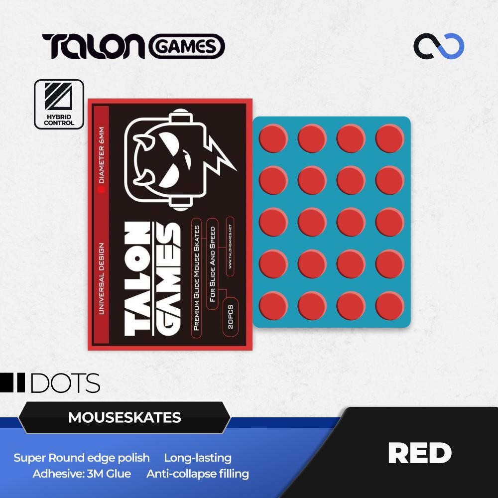 TALONGAMES Red Dots Universal Mouse Feet / Mouse Skate PTFE (Hybrid-Control)