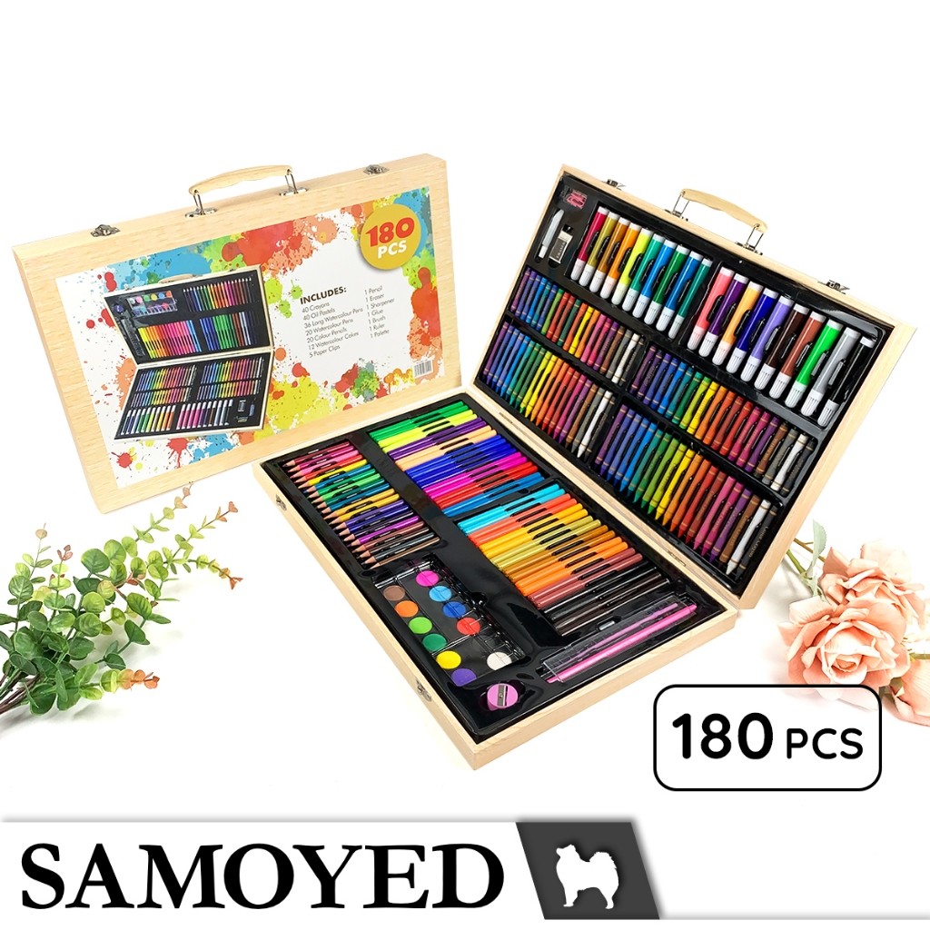 

Peralatan Gambar Warna Lukis / Krayon / Spidol / Pensil Warna / Cat Air Padat / Cake / Blocks / Solid Kotak / Koper Kayu / Inspiration Art Set Samoyed INSS-180