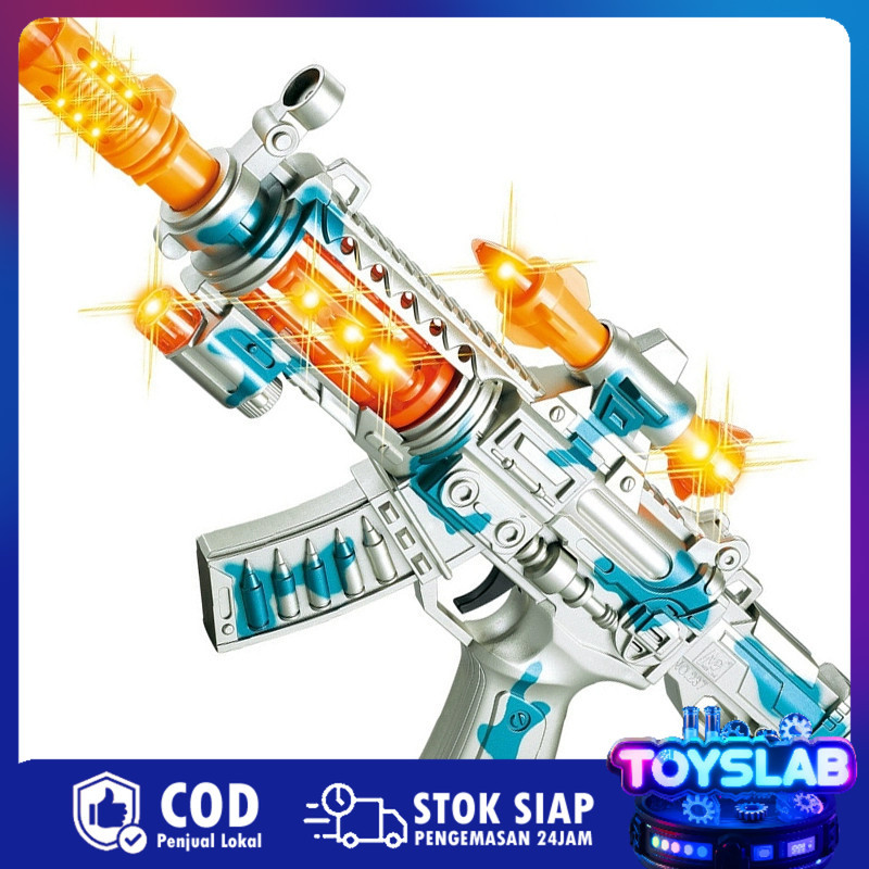 Toyslab Pistol Mainan Musik Anak Lagu - LED & Suara, Cahaya Ajaib Getar, Bisa Dipanjang, Suara Aman,