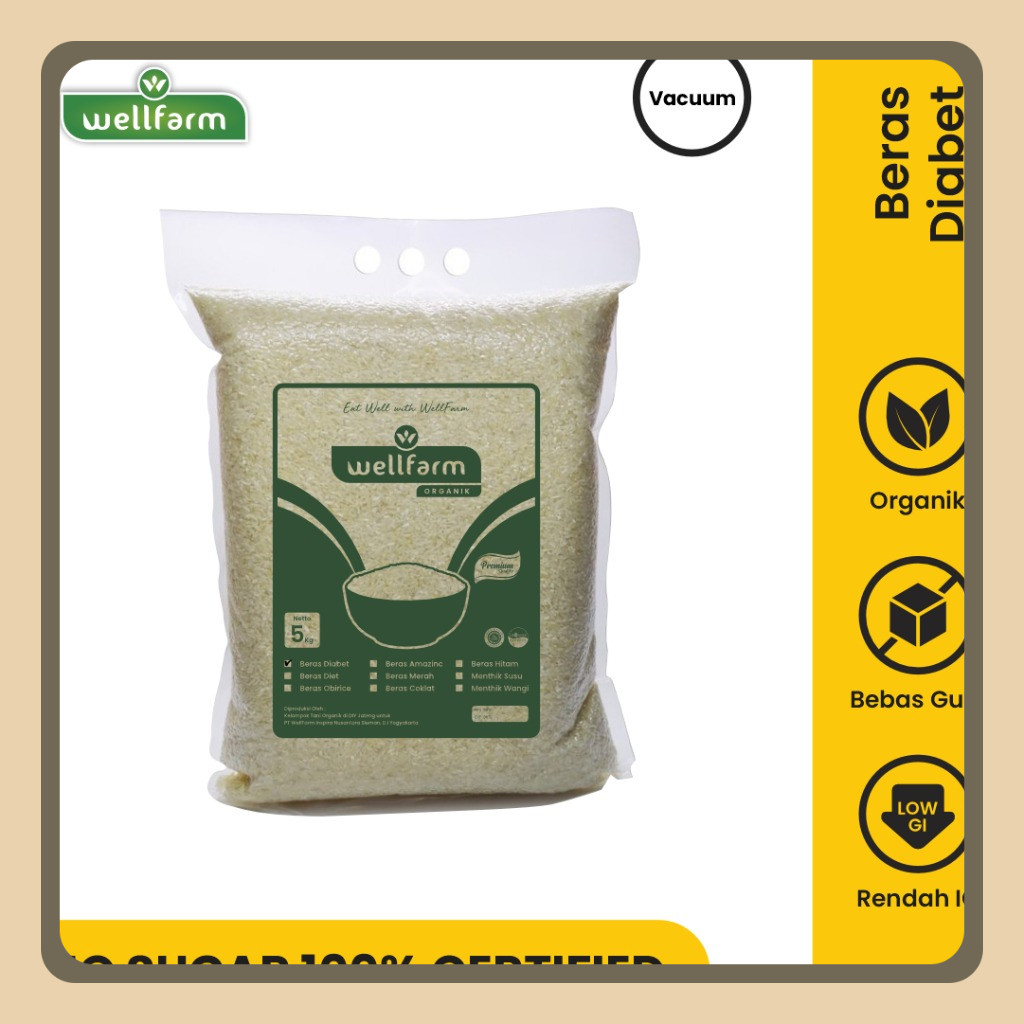 

WellFarm Beras Diabetes Organik 5Kg Kemasan Baru Vacuum