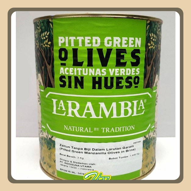 

La Rambla Pitted Green Manzanilla Olives 3kg - Buah Zaitun Olive Hijau