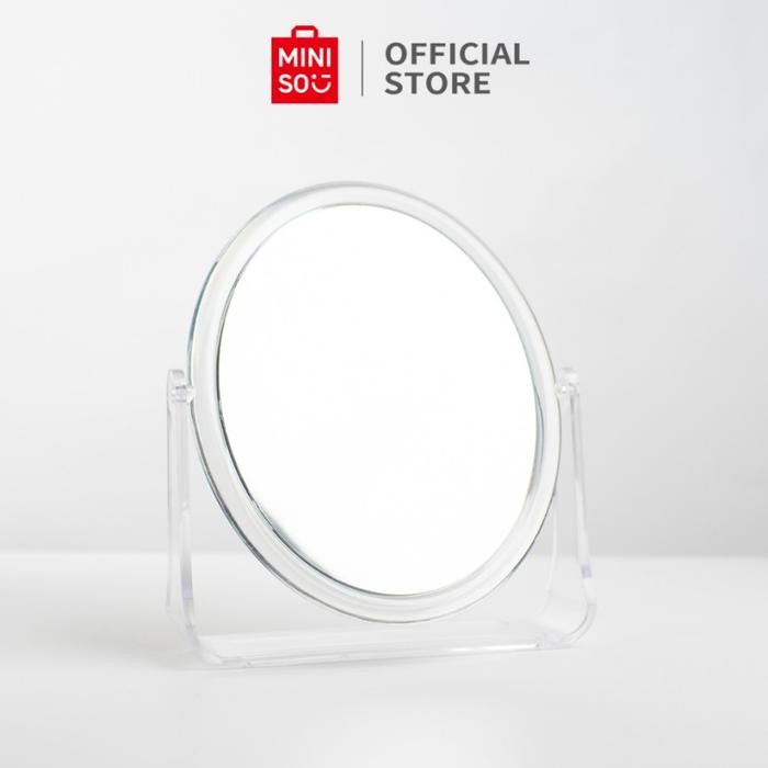 MINISO Cermin Makeup Dua Sisi Mirror Meja Double Side Kaca Bulat Dan Kotak Cermin Rias - BULAT