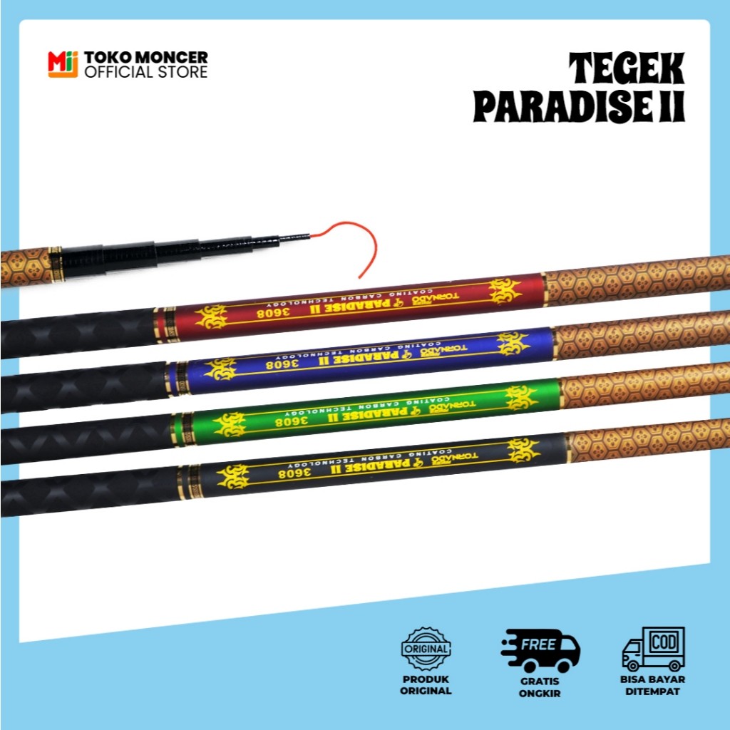 Paradise II Tegek Pancing Fiber Coating Carbon | Handle Anti Slip