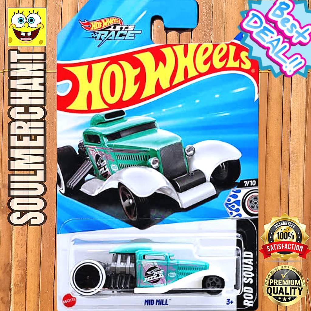 Hot Wheels Mid Mill Hijau Muda Mainan Diecast Mobil Hotrod