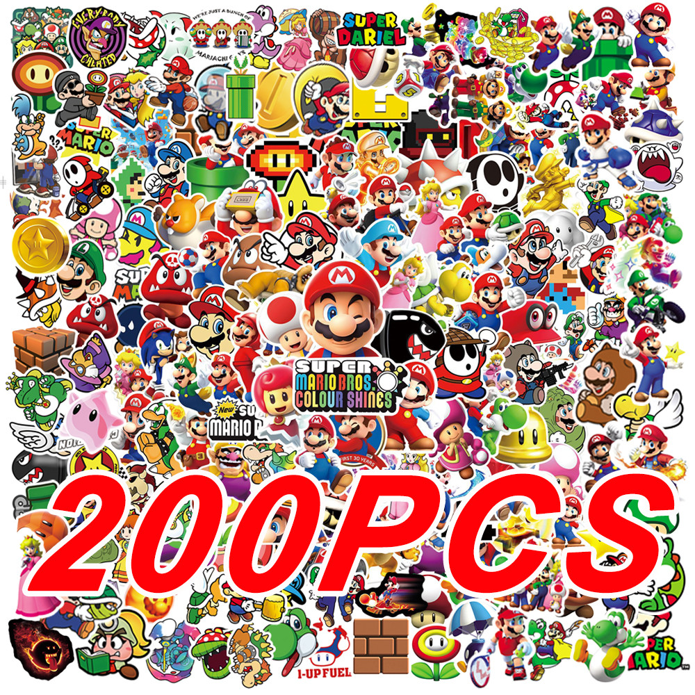 

50/100/200Pcs Cartoon Super Mario Game Stickers Laptop Notebook Skateboard Fridge Phone Waterproof Decal Sticker Kids Toys
