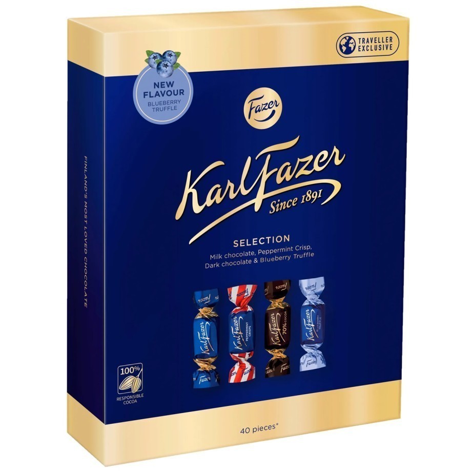 

Karl Fazer Selection Mix Chocolate Travel Edition Box 295gram isi 41pcs asal Eropa