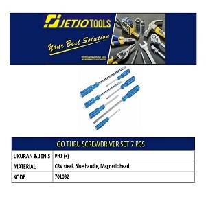 JETJO BIRU Obeng Set 7 Pcs JETJO TOOLS 701032 / Go Thru Screwdriver Set LAKONI PRO