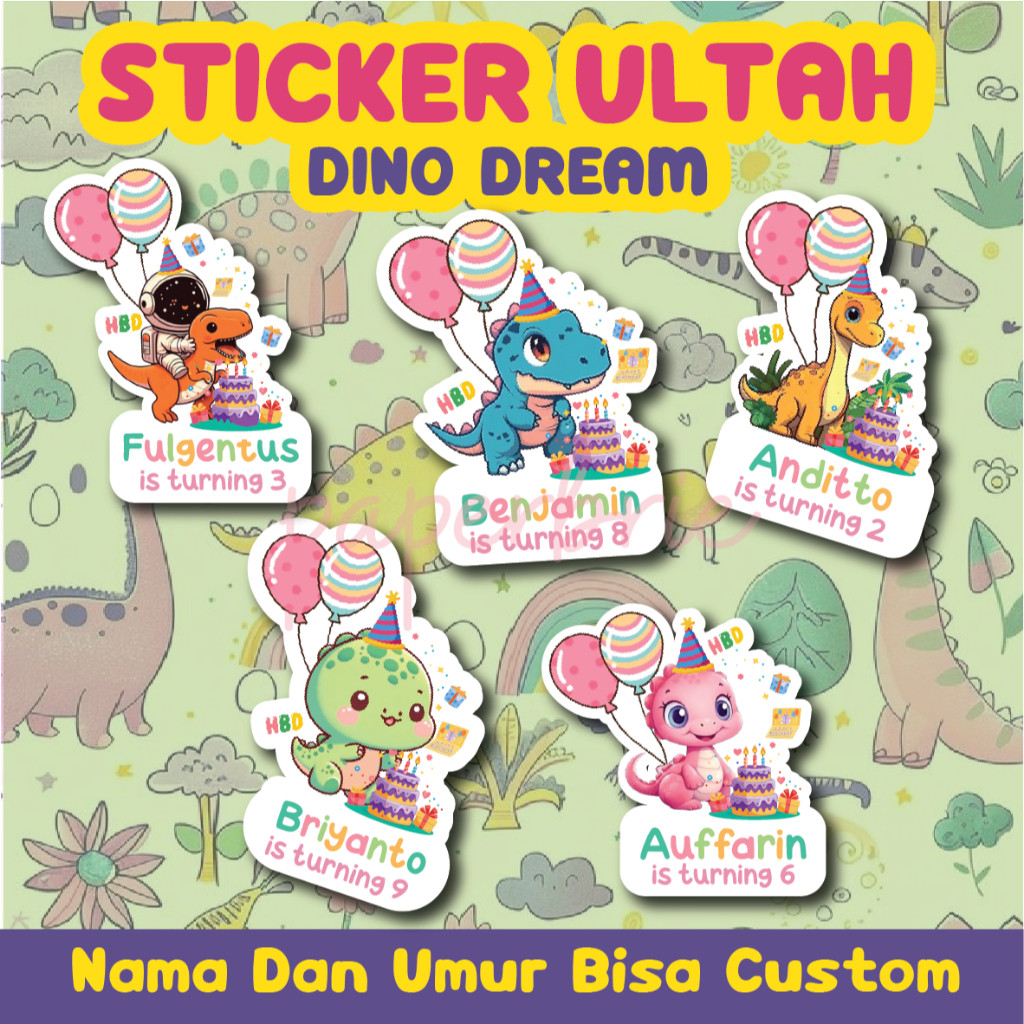 

Sticker Ulang Tahun Anak [ DINO DREAM ] Sticker Bento Birthday Sticker Anak souvenir