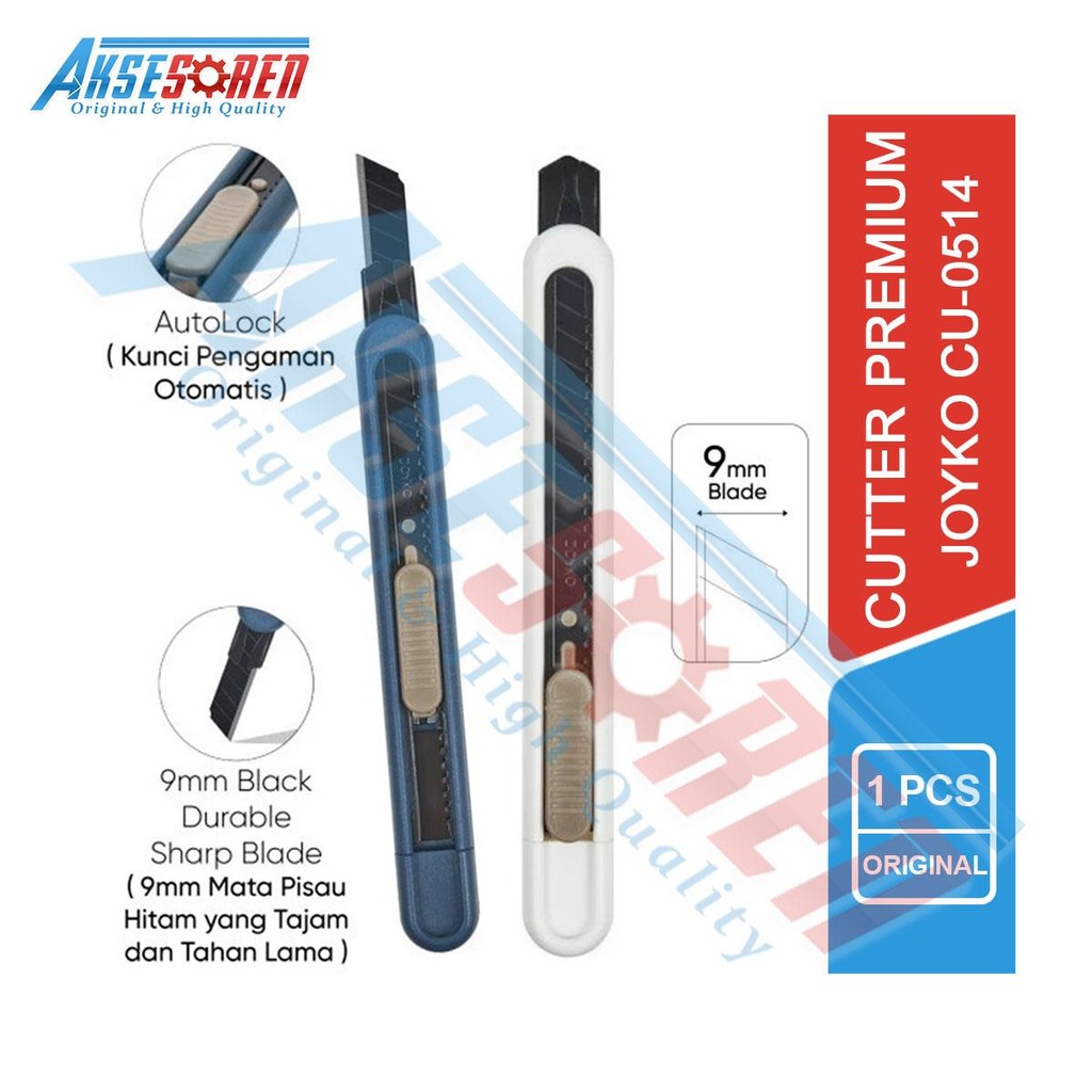 

Aksesoren Cutter Pisau Pemotong Premium Joyko [CU-0514] / Alat Pemotong Kertas Kardus Kain / Silet / Kater Kecil 1 Pcs