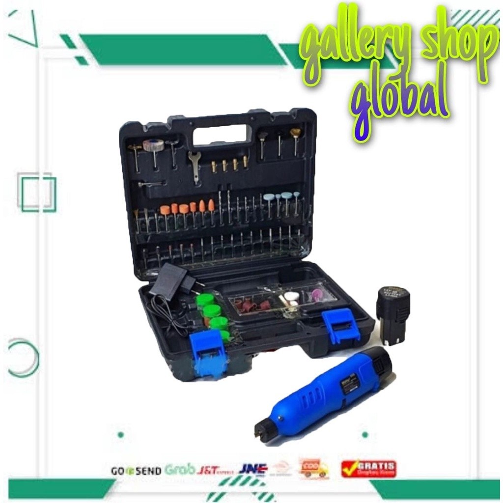 MOLLAR Cordless Mini Die Grinder Set 128pcs - Gerinda Bor Mini Baterai