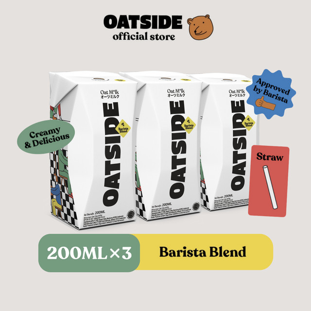 

Oatside Oat Milk Barista Blend Straw (Kemasan Dengan Sedotan) 200ml x 3 Pcs