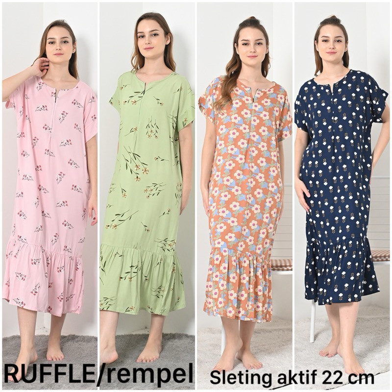 MIRAVLOSHOP  DASTER RAYON RUFFLE,REMPEL BUSUI SEMATA KAKI ,PAJAMAS DREAM
