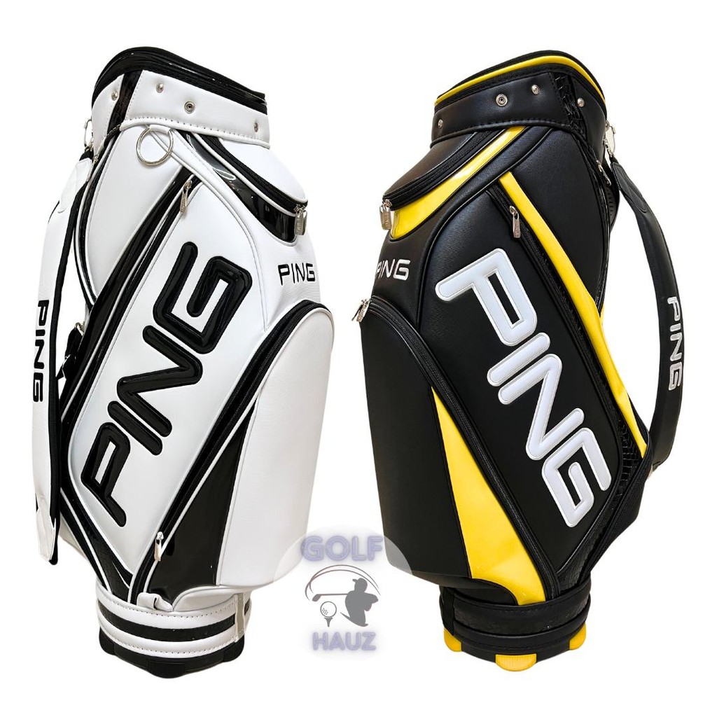 Golf Bag Cart Tas Golf Cart Bag 5 Way Kulit Sintetis Anti Air Hitam Kuning Putih Merah Tas Golf Cart