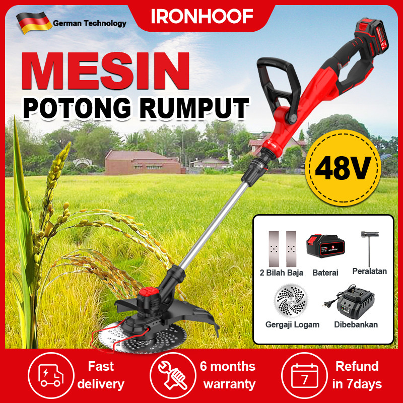 IRONHOOF Mesin Pemotong Rumput 48 Volt Pemotong Rumput Portable Cutter Kit Taman Alat Pemotong Rumpu