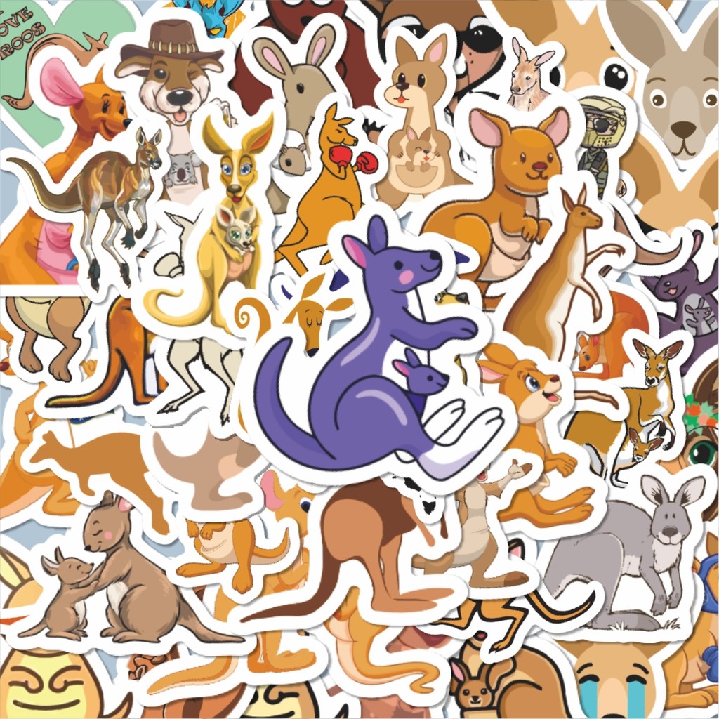 

100PCS Lucu Sticker Hewan Kanguru Stiker Aesthetic Stiker Anti Air Stikers Berperekat Waterproof sticker decal buat Motor Helm Buku Journal Koper Casing HP Laptop Botol Minum Hadiah anak