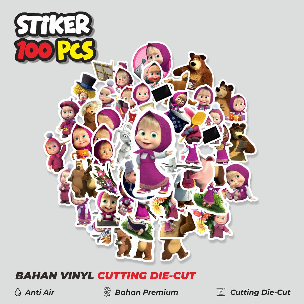 

Terbaru! 50 pcs Sticker Kartun Masha And The Bear Sticker Dekorasi Lucu Kreatif untuk Notebook, Skateboard, HP