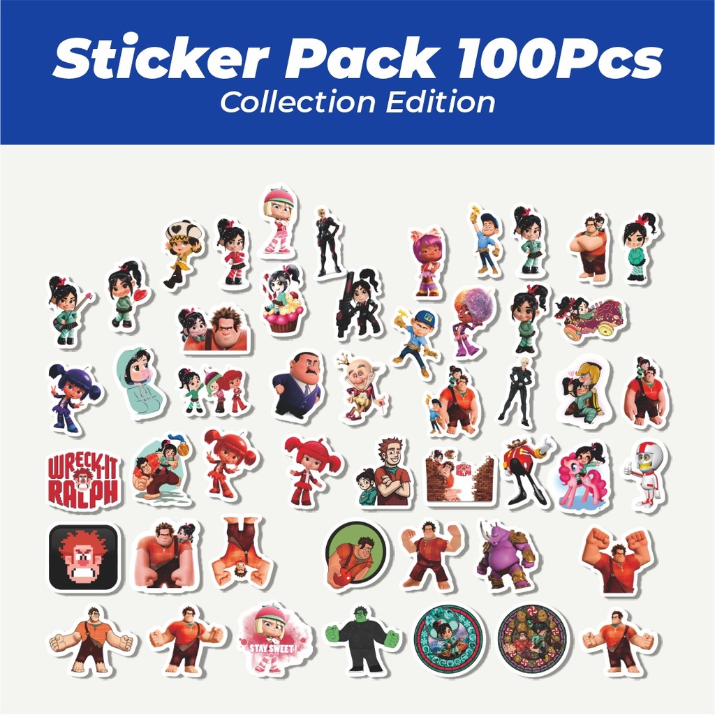 

Hot Sticker Kartun Wreck It Ralph Sticker Lucu Anti Air Stikers Berperekat Waterproof Sticker Decal Buat Motor Helm Buku Journal Koper Casing HP Laptop Botol Minum