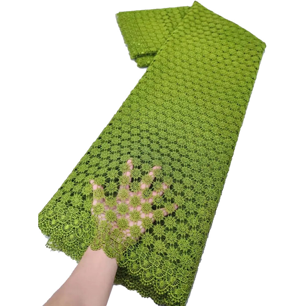 

2025 Latest High Quality African Nigerian Water soluble Damask Lace Fabric Embroidery Party Dress Sequins Cotton 5yards