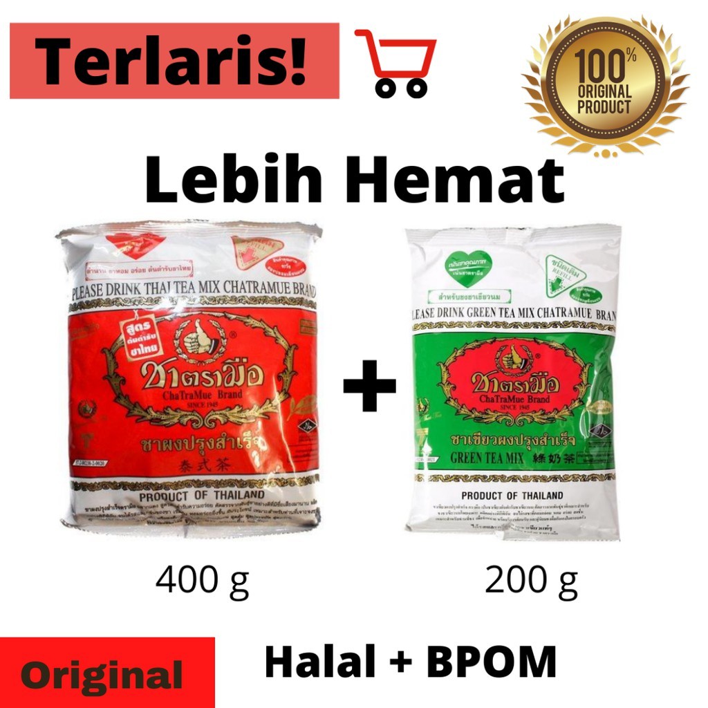 

NEW PROMO Thai Green Tea 200 gram + Thai Tea 400 gram PREMIUM