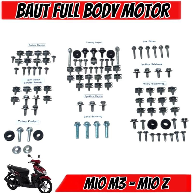 COD Baut Full Set Body Yamaha Mio M3 125 / Baut Full Body Yamaha Mio Z 125 Lengkap
