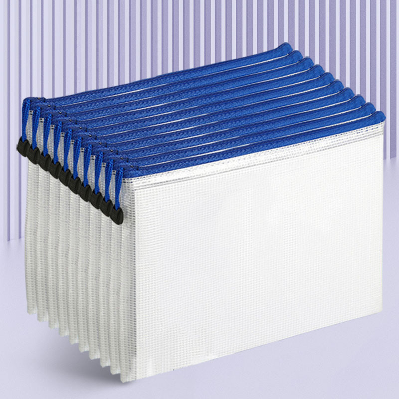 

10pcs, A3 Mesh Zipper File Bag,5 colors, waterproof plastic file Bag for organizing school and office supplies, cosmetics, trave